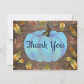 Rustic Watercolor Fall Pumpkin Blue Danke Karte (Vorderseite)