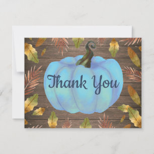 Rustic Watercolor Fall Pumpkin Blue Danke Karte
