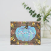 Rustic Watercolor Fall Pumpkin Blue Danke Karte (Stehend Vorderseite)