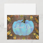 Rustic Watercolor Fall Pumpkin Blue Danke Karte (Vorne/Hinten)