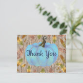 Rustic Watercolor Fall Pumpkin Blue Danke Karte (Stehend Vorderseite)