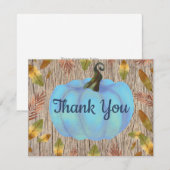 Rustic Watercolor Fall Pumpkin Blue Danke Karte (Vorne/Hinten)