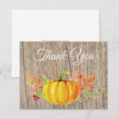 Rustic Watercolor Fall Pumpkin Danke Karte (Vorne/Hinten)