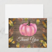 Rustic Watercolor Fall Pumpkin Pink Danke Karte (Vorne/Hinten)