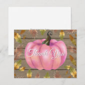 Rustic Watercolor Fall Pumpkin Pink Danke Karte (Vorne/Hinten)