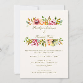 Rustic Watercolor Floral Botanical Fall Wedding  Einladung