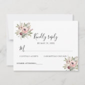 rustic watercolor floral bouquet RSVP karte (Vorderseite)