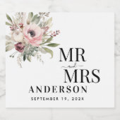 rustic watercolor floral bouquet schaumweinetikett (Einzelnes Label)