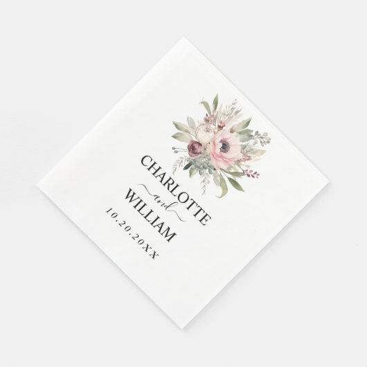 rustic watercolor floral bouquet serviette (Ecke)