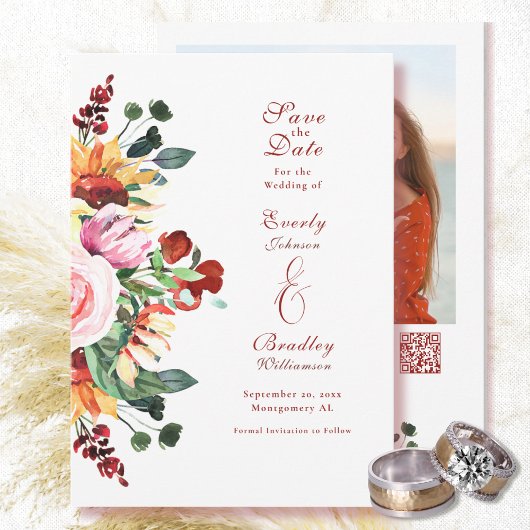 Rustic Watercolor Floral Save the Date Wedding  Einladung