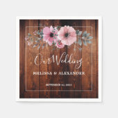 Rustic watercolor flowers on barn wood Wedding Serviette (Vorderseite)