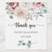 Rustic Watercolor Flowers Wedding Thank You Weinetikett (Einzelnes Label)