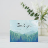 Rustic Watercolor Forest Wedding Foto Vielen Dank Postkarte (Stehend Vorderseite)