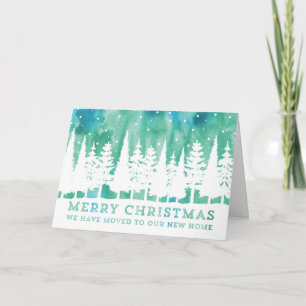 Rustic Watercolor Frohe Weihnachten Neue Adresse