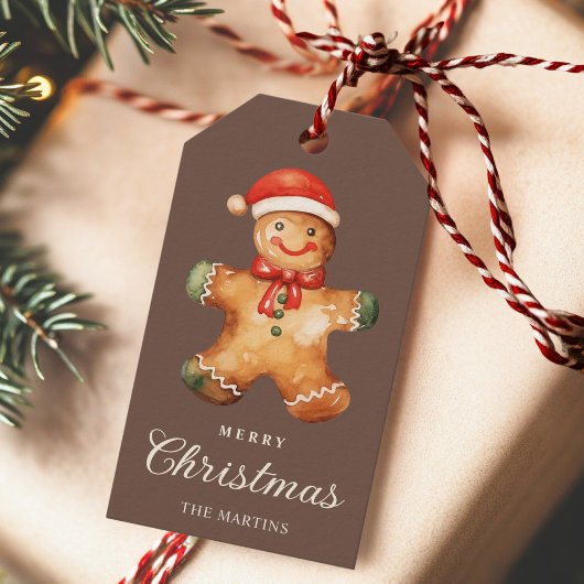 Rustic Watercolor Gingerbread Man Christmas Geschenkanhänger
