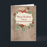 Rustic Watercolor Grandson Frohe Weihnachten Karte<br><div class="desc">Frohe Weihnachten für Enkelkarte in rustikalem Holzmuster und Aquarellfarben Blume und Blattwerk.</div>