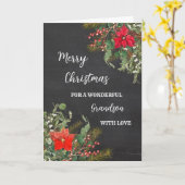 Rustic Watercolor Grandson Frohe Weihnachten Karte (Gelbe Blume)