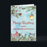 Rustic Watercolor Grandson Frohe Weihnachten Karte<br><div class="desc">Frohe Weihnachten für Enkelkarte in rustikalem Aquarellmuster und Aquarellfarben Blume und Blattwerk.</div>