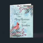 Rustic Watercolor Grandson Frohe Weihnachten Karte<br><div class="desc">Frohe Weihnachten für Enkelkarte mit winterfarbenem Wasser,  Kardinal und nachdenklichem Vers.</div>