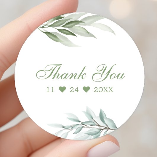 Rustic Watercolor Greenery Floral Vielen Dank Runder Aufkleber