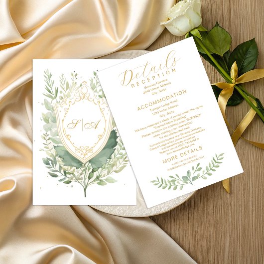 Rustic Watercolor Greenery Wedding Details Begleitkarte