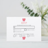 Rustic Watercolor Heart Wedding RSVP Cards Karte (Stehend Vorderseite)