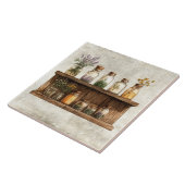 Rustic Watercolor Herbs in Jars Design Fliese (Seite)