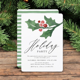 Rustic Watercolor Holly Christmas | Feiertag Einladung