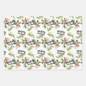 Rustic Watercolor Holly Pattern Frohe Weihnachten Geschenkpapier Set (Vorderseite 2)