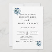 rustic watercolor illustration blue floral bouquet einladung (Vorderseite)