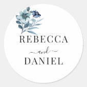 rustic watercolor illustration blue floral bouquet runder aufkleber (Vorderseite)