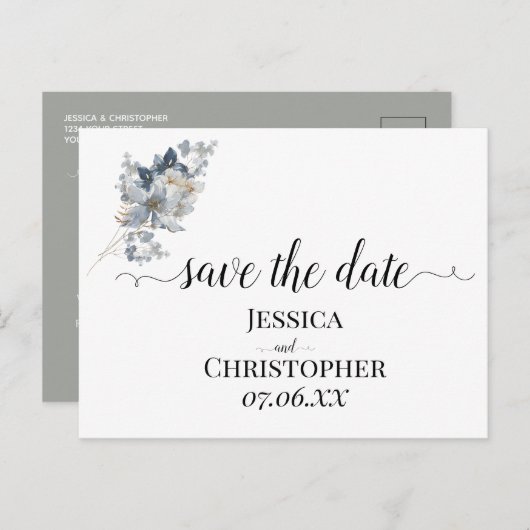 rustic watercolor illustration floral arrangement ankündigungspostkarte (Vorne/Hinten)