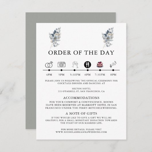 rustic watercolor illustration floral arrangement begleitkarte (Vorne/Hinten)