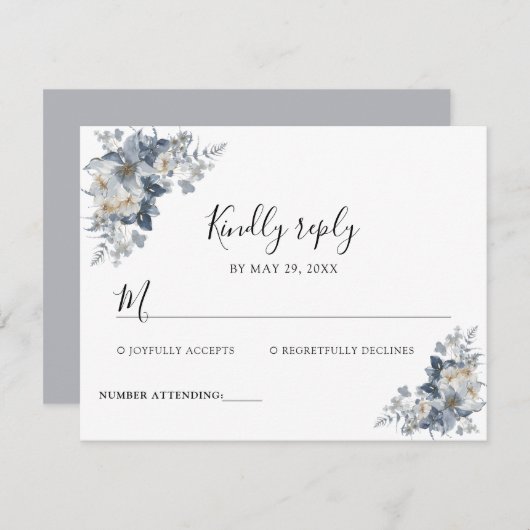rustic watercolor illustration of a floral RSVP karte (Vorne/Hinten)