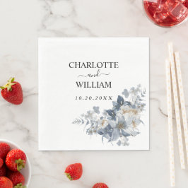 rustic watercolor illustration of a floral serviette