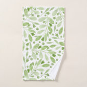  Rustic Watercolor Leaves Sage Green &White Badhandtuch Set (Handtuch)