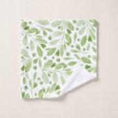  Rustic Watercolor Leaves Sage Green &White Badhandtuch Set (Waschlappen)