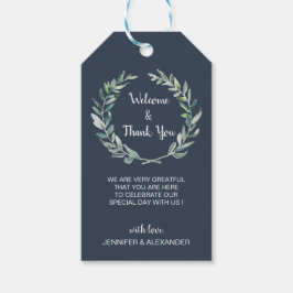 Rustic watercolor leaves wedding Welcome bag Geschenkanhänger