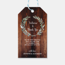 Rustic watercolor leaves wood wedding Welcome tag Geschenkanhänger