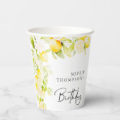 Rustic watercolor lemons birthday pappbecher (Rückseite)