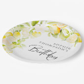 Rustic watercolor lemons birthday pappteller (Schrägansicht)
