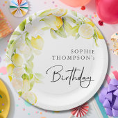 Rustic watercolor lemons birthday pappteller