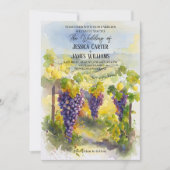 Rustic Watercolor Lemons Grapes Vineyard Wedding Einladung (Vorderseite)