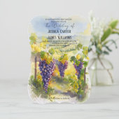 Rustic Watercolor Lemons Grapes Vineyard Wedding Einladung (Stehend Vorderseite)