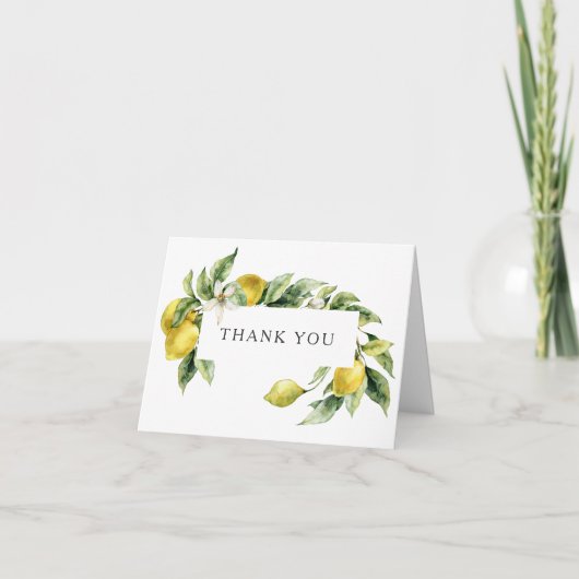 Rustic Watercolor Lemons Wedding danke (Vorderseite)