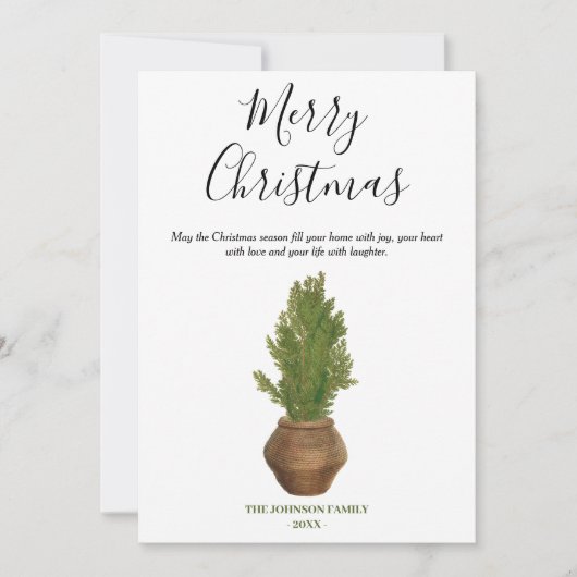 Rustic Watercolor Merry Christmas Tree Holiday (Vorderseite)