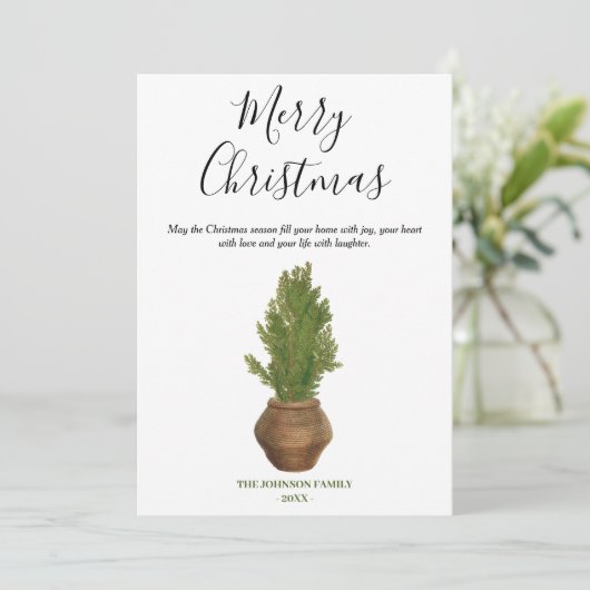 Rustic Watercolor Merry Christmas Tree Holiday (Stehend Vorderseite)