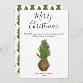 Rustic Watercolor Merry Christmas Tree Holiday
