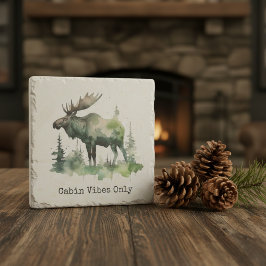 Rustic Watercolor Moose Art Forest Lodge Decor Steinuntersetzer