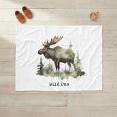 Rustic Watercolor Moose | Little One Personalized  Fleecedecke